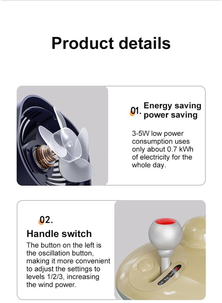 jocelee 9.5 Inch Table Fan Portable 3-Speed Wind Control Desk Fan with LED Light Sturdy Base Adjustable Swivel 120° Suitable for Bedroom Home Office Desktop Travel Great Gift Ideas Rechargeable Small Fan with 4000mAh Battery - Image 5